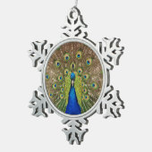 ピーコックプリントのクリスマス飾り スノーフレークピューターオーナメント (右)