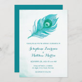 ピーコックプルムモノグラム結婚式招待状 招待状 (正面/裏面)