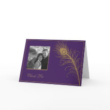 ピーコックプルームの金ゴールドとプラムサンキューカード