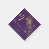 ピーコックプルーム金ゴールドとパープルプラム スタンダードカクテルナプキン (角)