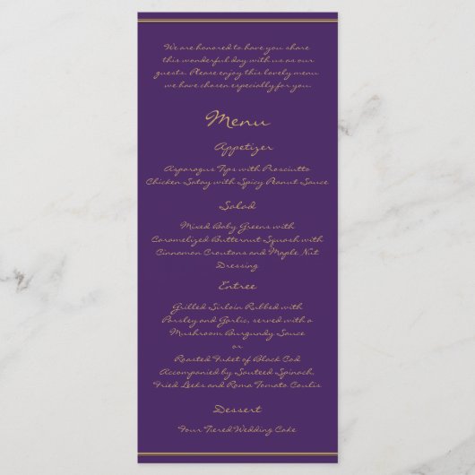 ピーコックプルーム金ゴールド&パープルプラムメニュー メニュー (正面)