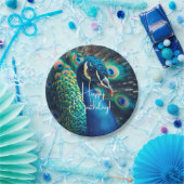 ピーコックプロファイルハッピーバースデー ペーパープレート (パーティー)