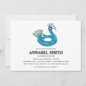 ピーコックプールフロートプールパーティー誕生日 招待状 (正面)