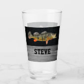 ピーコックベース魚釣りビールアングラーフィッシャーマンメンズ タンブラーグラス (正面)