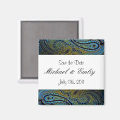 ピーコックペイズリーインディアン結婚式招待状 マグネット (正面/裏面)