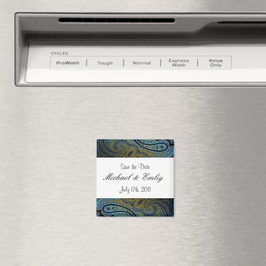 ピーコックペイズリーインディアン結婚式招待状 マグネット (インサイチュ (食洗機))