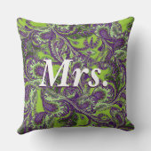 ピーコックペイズリーパープルアンドグリーンブリデス クッション (裏面)