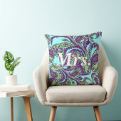 ピーコックペイズリーパープルアンドグリーンブリデス クッション (椅子)