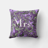 ピーコックペイズリーパープルアンドグリーンブリデス クッション (裏面)