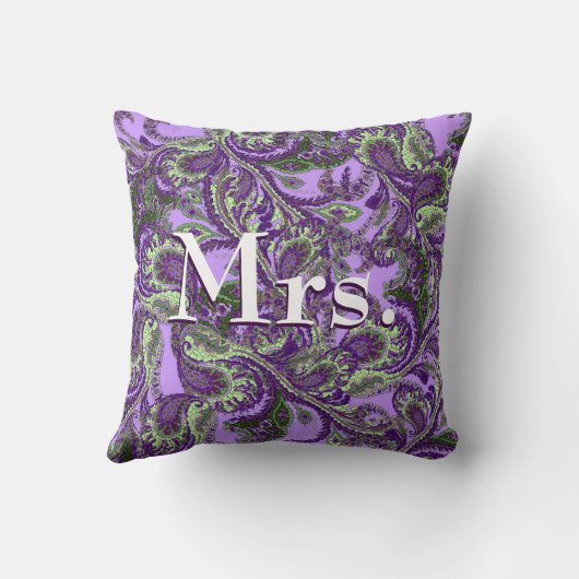 ピーコックペイズリーパープルアンドグリーンブリデス クッション (裏面)