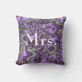 ピーコックペイズリーパープルアンドグリーンブリデス クッション