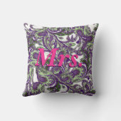 ピーコックペイズリーパープルアンドグリーンブリデス クッション (裏面)