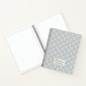 ピーコックホタテガイの模様の青パーソナライズされた白 ノートブック (内部)