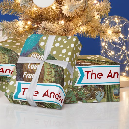 ピーコックホリデーパーソナライズされたラッピング紙 ラッピングペーパー (クリスマス)