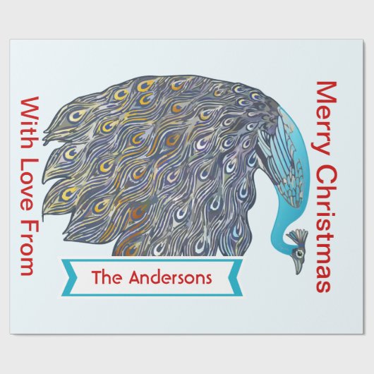 ピーコックホリデーパーソナライズされたラッピング紙 ラッピングペーパー (フラット)