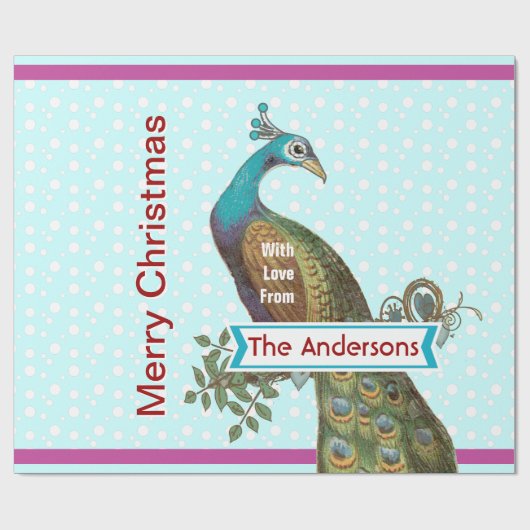 ピーコックホリデーパーソナライズされたラッピング紙 ラッピングペーパー (フラット)