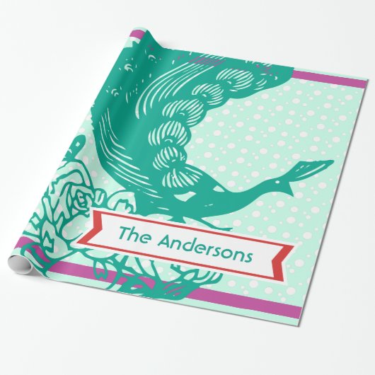 ピーコックホリデーパーソナライズされたラッピング紙 ラッピングペーパー (アンロールド)
