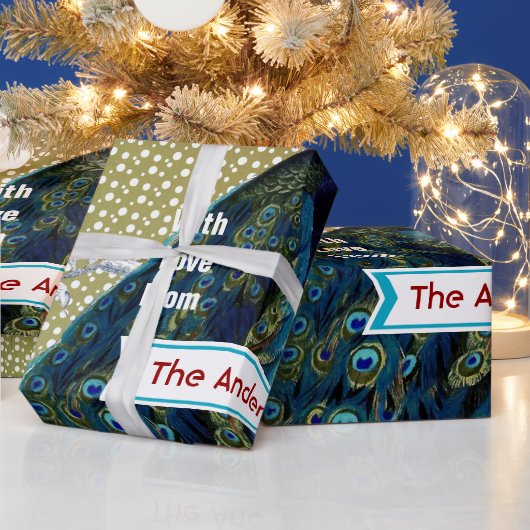 ピーコックホリデーパーソナライズされたラッピング紙 ラッピングペーパー (クリスマス)