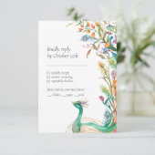 ピーコックボタニカル鮮やかフローラカラフルRSVP エンクロージャーカード (スタンド正面)
