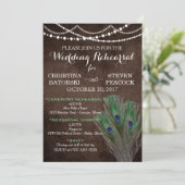 ピーコックボホーカントリー素朴ウッド結婚ズ 招待状 (スタンド正面)