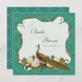 ピーコックマグノリアフローラスワールダマスウェディング 招待状 (正面/裏面)