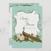 ピーコックマグノリアフローラスワールダマスウェディング 招待状 (正面/裏面)