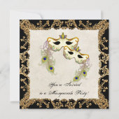 ピーコックマスカレードマスクボール-パーティの招待状 招待状 (裏面)