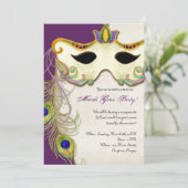 ピーコックマスカレードマスクボール-マルディグラスパーティー 招待状 (スタンド正面)