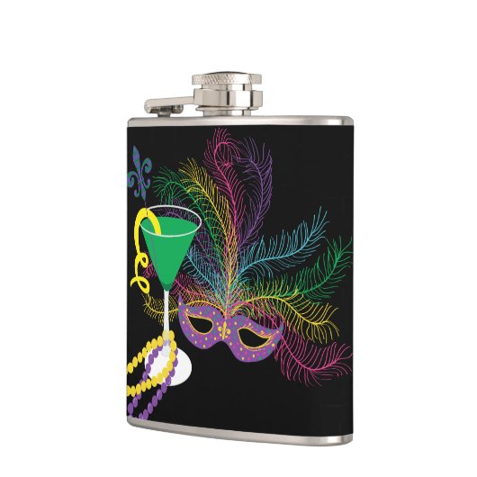 ピーコックマスクとマルティニマルディグラ フラスク (左)