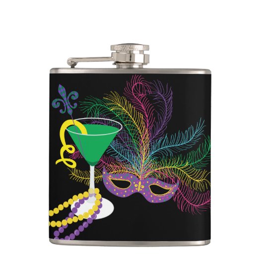 ピーコックマスクとマルティニマルディグラ フラスク (正面)