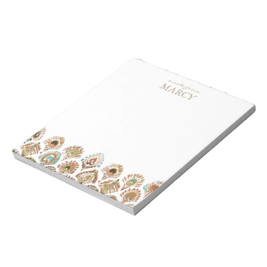 ピーコックマーメイドアクアはかりで測金ゴールドと羽根 ノートパッド (回転)