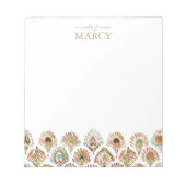 ピーコックマーメイドアクアはかりで測金ゴールドと羽根 ノートパッド (正面)