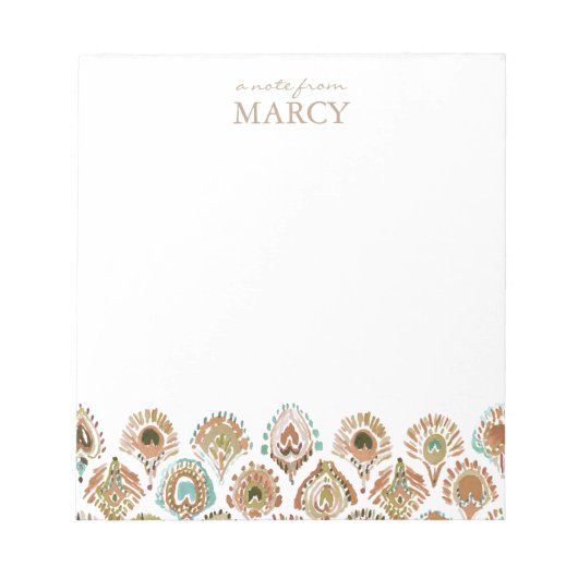 ピーコックマーメイドアクアはかりで測金ゴールドと羽根 ノートパッド (正面)