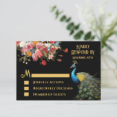 ピーコックムーディーズフローラインディアンウェディングRSVP 招待状 (スタンド正面)