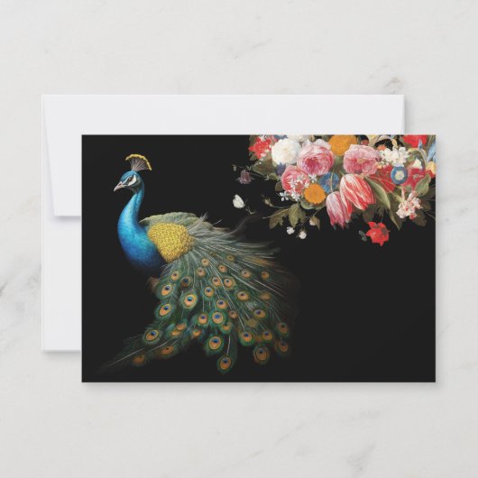 ピーコックムーディーズフローラインディアンウェディングRSVP 招待状 (裏面)