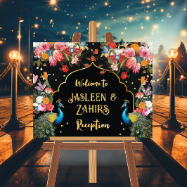 ピーコックムーディーズフローラインディアンウェルカム披露宴標識 ポスター