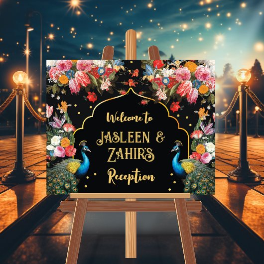 ピーコックムーディーズフローラインディアンウェルカム披露宴標識 ポスター