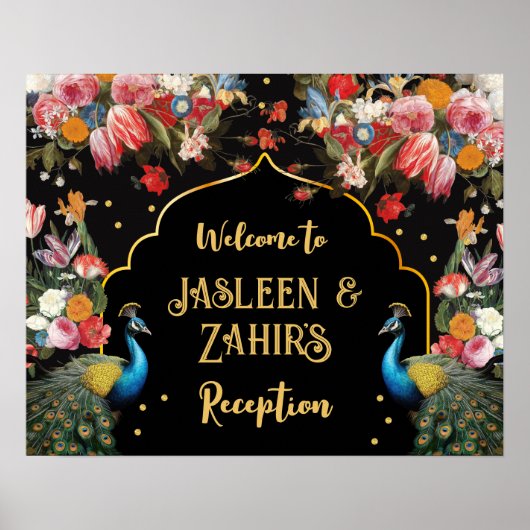 ピーコックムーディーズフローラインディアンウェルカム披露宴標識 ポスター (正面)
