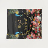 ピーコックムーディーズフローラインディアン写真の背景 タペストリー (正面(横))