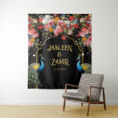 ピーコックムーディーズフローラインディアン写真の背景 タペストリー (インサイチュ)