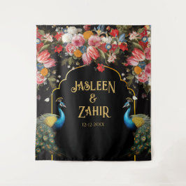 ピーコックムーディーズフローラインディアン写真の背景 タペストリー