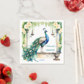 ピーコックメンディジャスミン結婚インディアンの食器 スタンダードカクテルナプキン (インサイチュ)