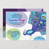 ピーコックモダンバーバルミツワー招待状 招待状 (正面/裏面)