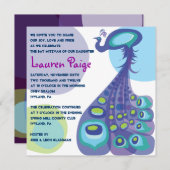 ピーコックモダンバーバルミツワー招待状 招待状 (正面/裏面)