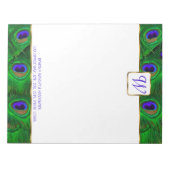 ピーコックモノグラムパーソナライズされたメモ帳 ノートパッド (正面)