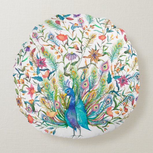 ピーコックラウンド装飾用クッション ラウンドクッション (正面)