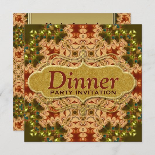 ピーコックラッフルレースディナーパーティー招待状 招待状 (正面/裏面)