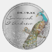 ピーコックラバードシルバーグレイ結婚ズシール ラウンドシール (正面)