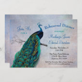 ピーコックリハーサルディナー招待状ヴィンテージブルー 招待状 (正面/裏面)