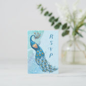 ピーコックレースエレガンスウェディングRSVP エンクロージャーカード (スタンド正面)